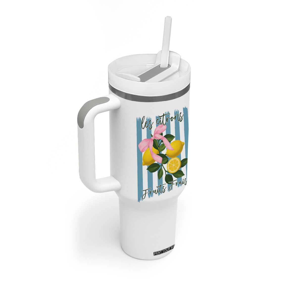 Funny Les Citrons Fruits Frais Tumbler With Handle Summer Lemon Tropical Coquette TS11 Print Your Wear