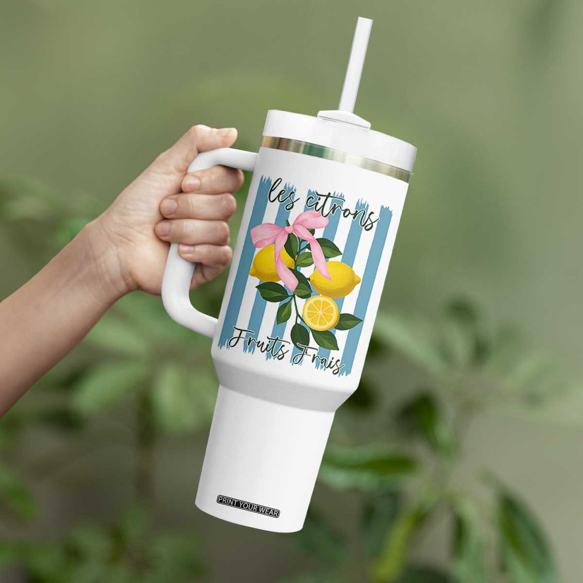 Funny Les Citrons Fruits Frais Tumbler With Handle Summer Lemon Tropical Coquette TS11 Print Your Wear