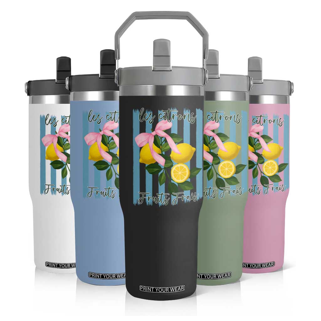 Funny Les Citrons Fruits Frais Flip Straw Tumbler Summer Lemon Tropical Coquette TS11 Print Your Wear