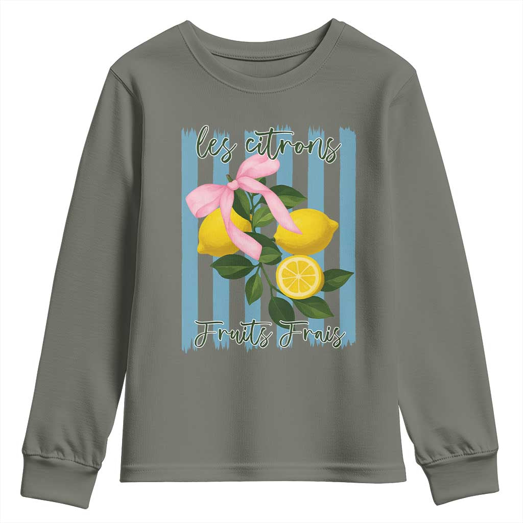 Funny Les Citrons Fruits Frais Youth Sweatshirt Summer Lemon Tropical Coquette TS11 Military Green Print Your Wear