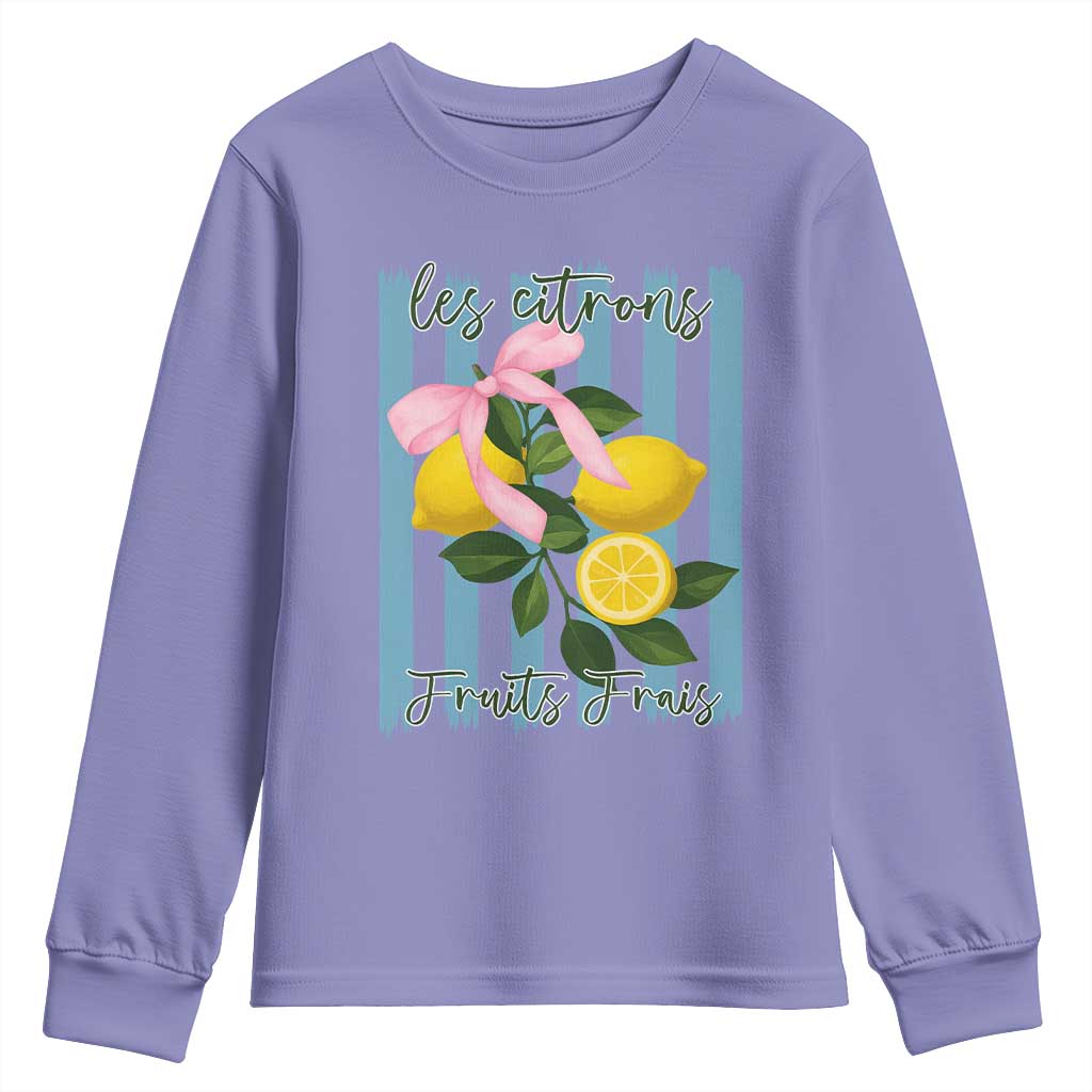 Funny Les Citrons Fruits Frais Youth Sweatshirt Summer Lemon Tropical Coquette TS11 Violet Print Your Wear