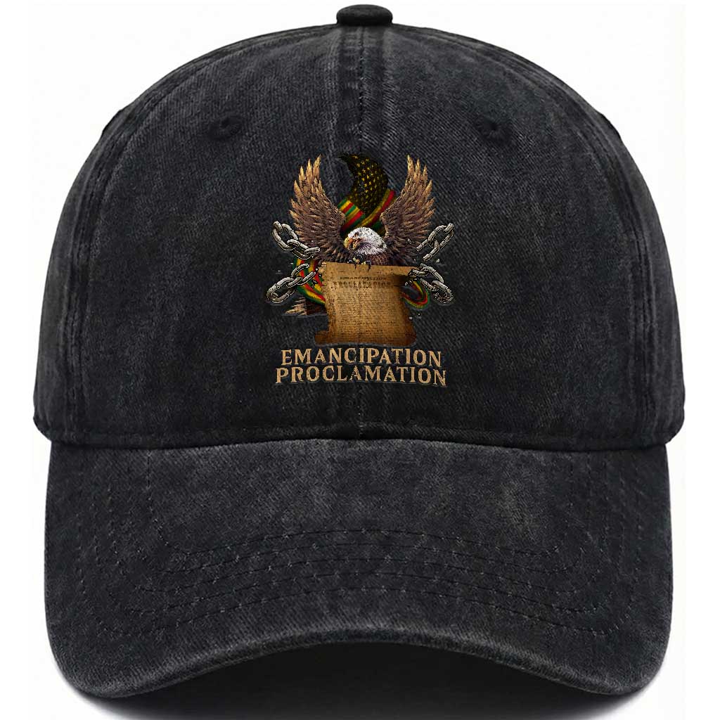 Emancipation Proclamation Washed Cotton Baseball Cap Juneteenth End of Slavery Bald Eagle
