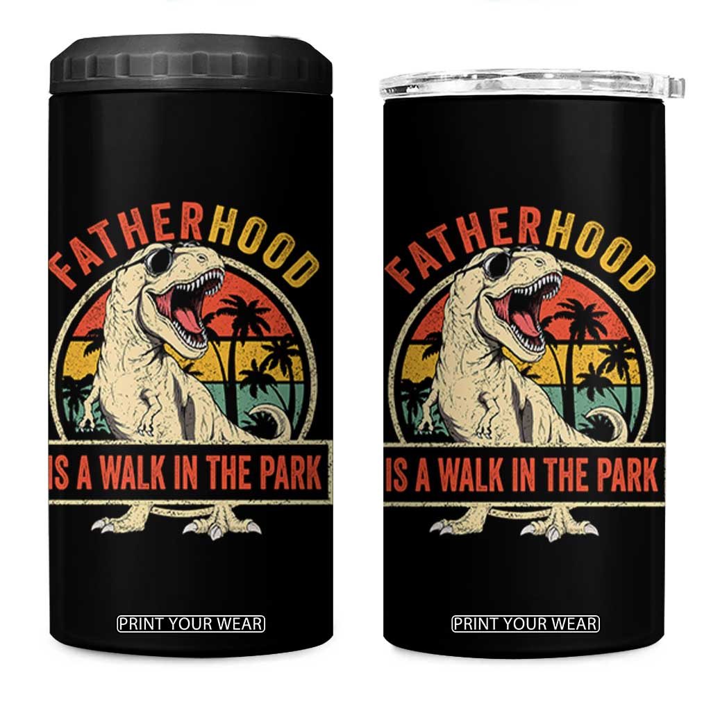 Fatherhood Is A Walk In The Park Dinosaur Dad 4 in 1 Can Cooler Tumbler TS11 One Size: 16 oz Black Print Your Wear