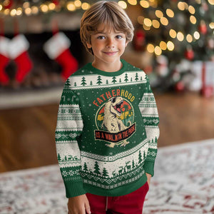 Fatherhood Is A Walk In The Park Dinosaur Dad Ugly Christmas Sweater TS11 Forest Green Beige Print Your Wear