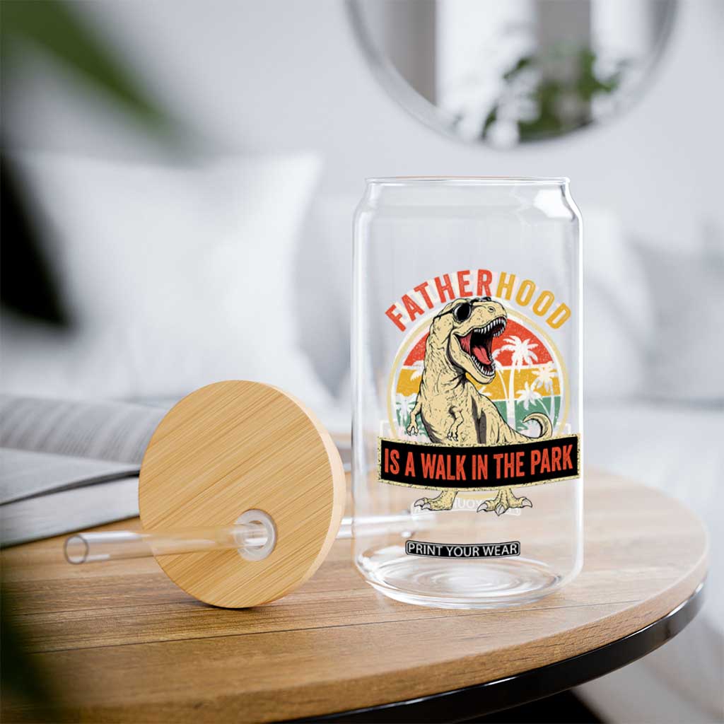 Fatherhood Is A Walk In The Park Dinosaur Dad Glass Can TS11 Print Your Wear