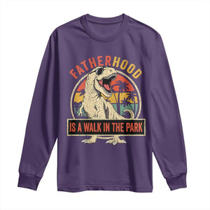 Fatherhood Is A Walk In The Park Dinosaur Dad Long Sleeve Shirt TS11 Purple Print Your Wear
