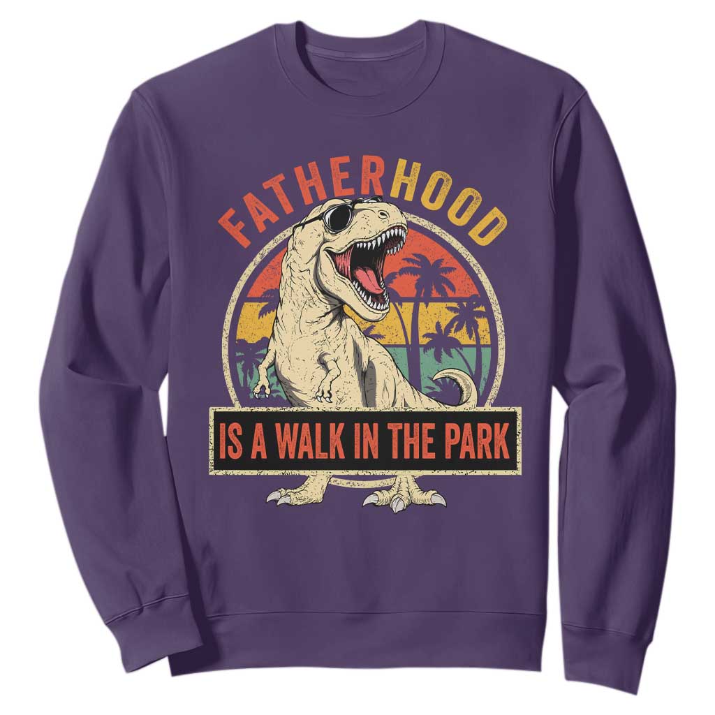 Fatherhood Is A Walk In The Park Dinosaur Dad Sweatshirt TS11 Purple Print Your Wear