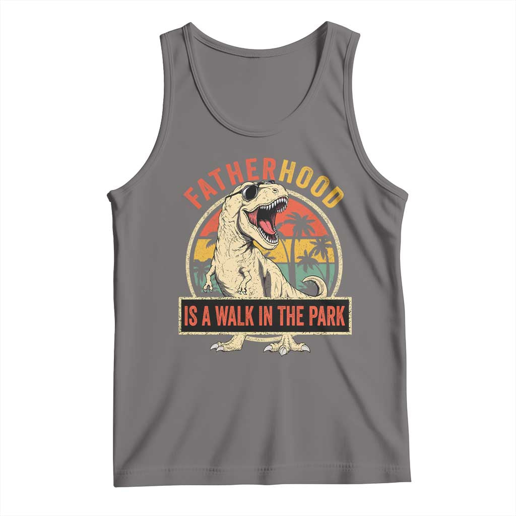 Fatherhood Is A Walk In The Park Dinosaur Dad Tank Top TS11 Deep Heather Print Your Wear