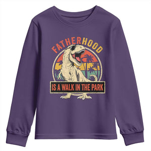 Fatherhood Is A Walk In The Park Dinosaur Dad Youth Sweatshirt TS11 Purple Print Your Wear