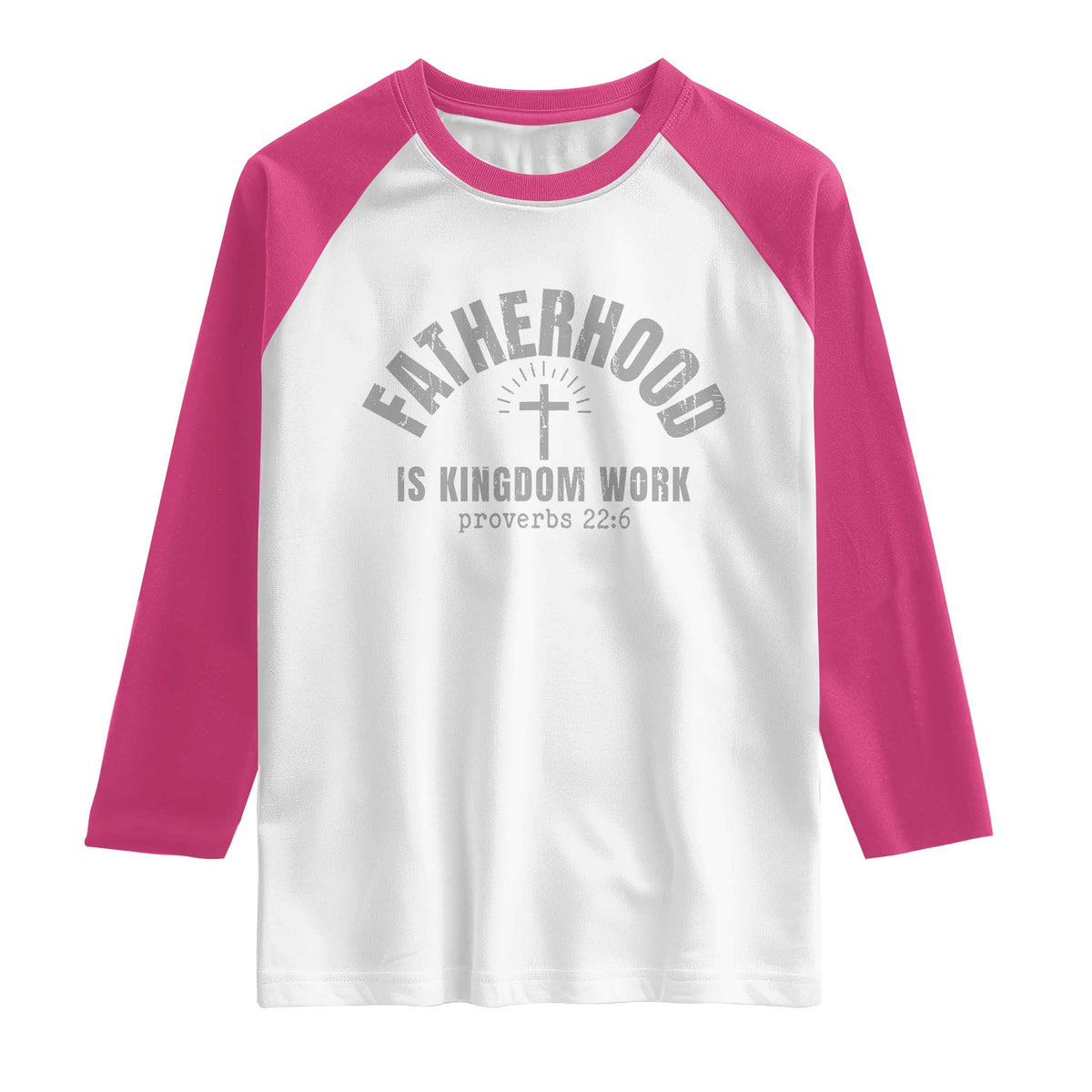 Fatherhood Is Kingdom Work Raglan Shirt Christian Dad Father's Day TS11 White Heliconia Print Your Wear