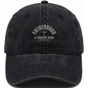 Fatherhood Is Kingdom Work Washed Cotton Baseball Cap Christian Dad Father's Day TS11 Print Your Wear