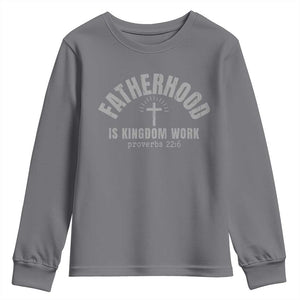 Fatherhood Is Kingdom Work Youth Sweatshirt Christian Dad Father's Day TS11 Charcoal Print Your Wear