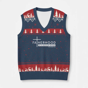 Fatherhood Is Kingdom Work V-Neck Knit Sweater Vest Christian Dad TS11 Navy Red Print Your Wear
