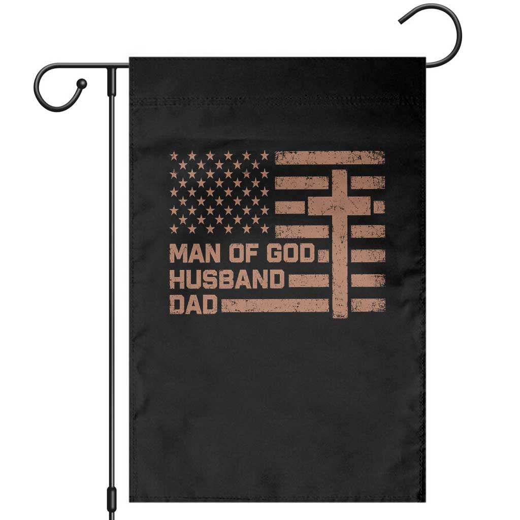 Man of God Husband Dad Christian Dad Father's Day Garden Flag Vintage American Flag TS11 Black Print Your Wear
