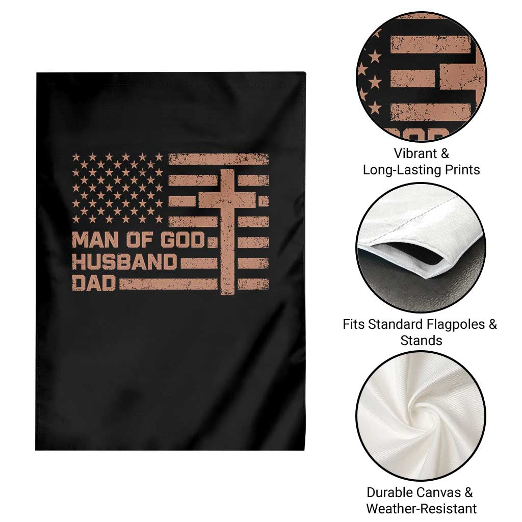Man of God Husband Dad Christian Dad Father's Day Garden Flag Vintage American Flag TS11 Print Your Wear