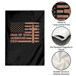 Man of God Husband Dad Christian Dad Father's Day Garden Flag Vintage American Flag TS11 Print Your Wear