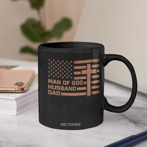 Man of God Husband Dad Christian Dad Father's Day Coffee Mug Vintage American Flag TS11 Print Your Wear