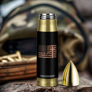 Man of God Husband Dad Christian Dad Father's Day Bullet Tumbler Vintage American Flag TS11 Print Your Wear