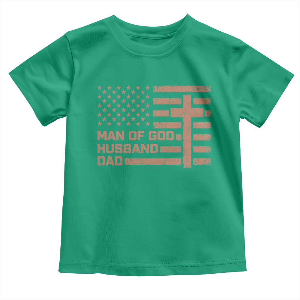 Man of God Husband Dad Christian Dad Father's Day Toddler T Shirt Vintage American Flag TS11 Irish Green Print Your Wear