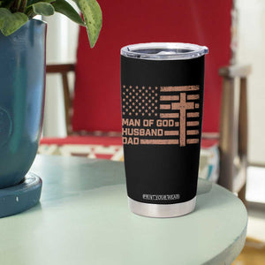 Man of God Husband Dad Christian Dad Father's Day Tumbler Cup Vintage American Flag TS11 Print Your Wear
