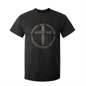 Man Of God Husband Dad Protector T Shirt For Kid Christian Dad Vintage Jesus Cross TS11 Black Print Your Wear