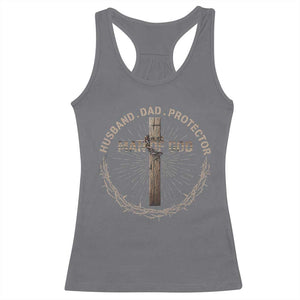 Man Of God Husband Dad Protector Racerback Tank Top Christian Dad Vintage Jesus Cross TS11 Charcoal Print Your Wear