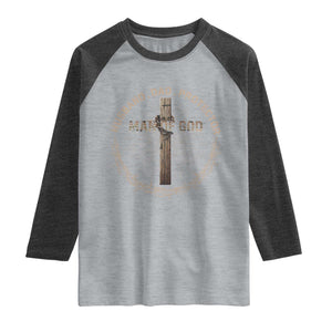 Man Of God Husband Dad Protector Raglan Shirt Christian Dad Vintage Jesus Cross TS11 Heather Gray Heather Charcoal Print Your Wear