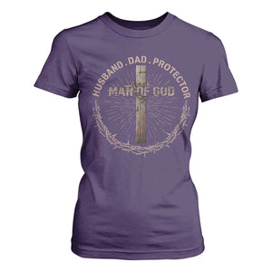 Man Of God Husband Dad Protector T Shirt For Women Christian Dad Vintage Jesus Cross TS11 Purple Print Your Wear