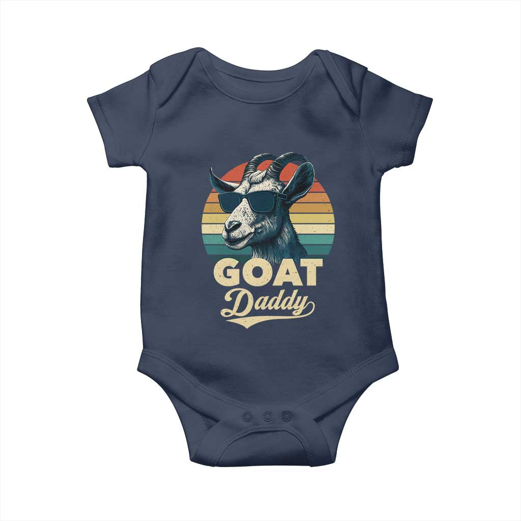 Goat Daddy Baby Onesie Funny Goat Father Retro Vintage TS11 Navy Print Your Wear