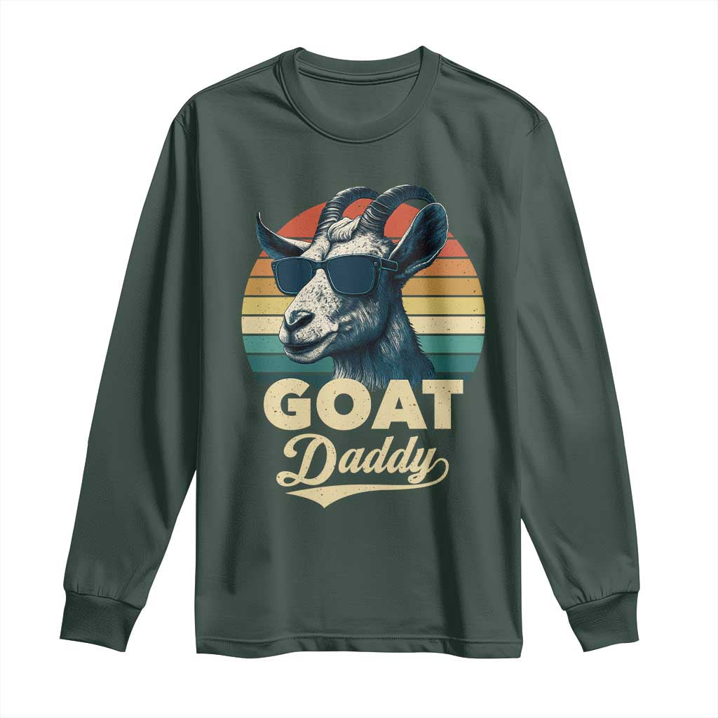 Goat Daddy Long Sleeve Shirt Funny Goat Father Retro Vintage TS11 Dark Forest Green Print Your Wear