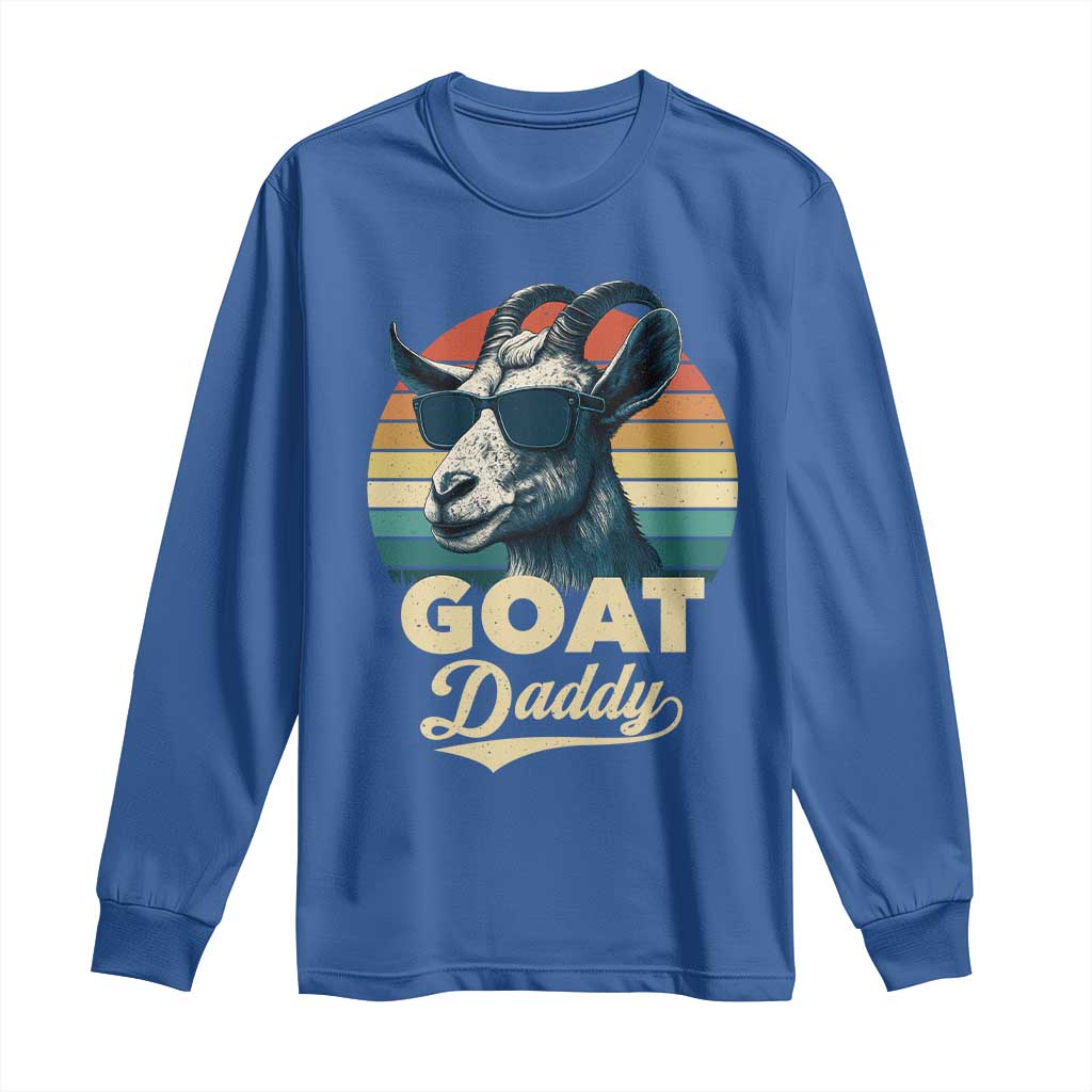 Goat Daddy Long Sleeve Shirt Funny Goat Father Retro Vintage TS11 Royal Blue Print Your Wear