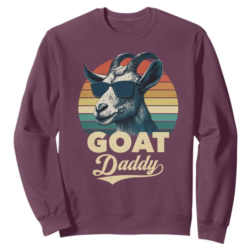 Goat Daddy Sweatshirt Funny Goat Father Retro Vintage TS11 Maroon Print Your Wear