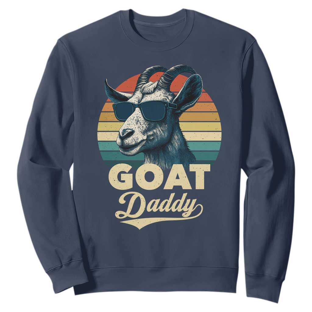 Goat Daddy Sweatshirt Funny Goat Father Retro Vintage TS11 Navy Print Your Wear