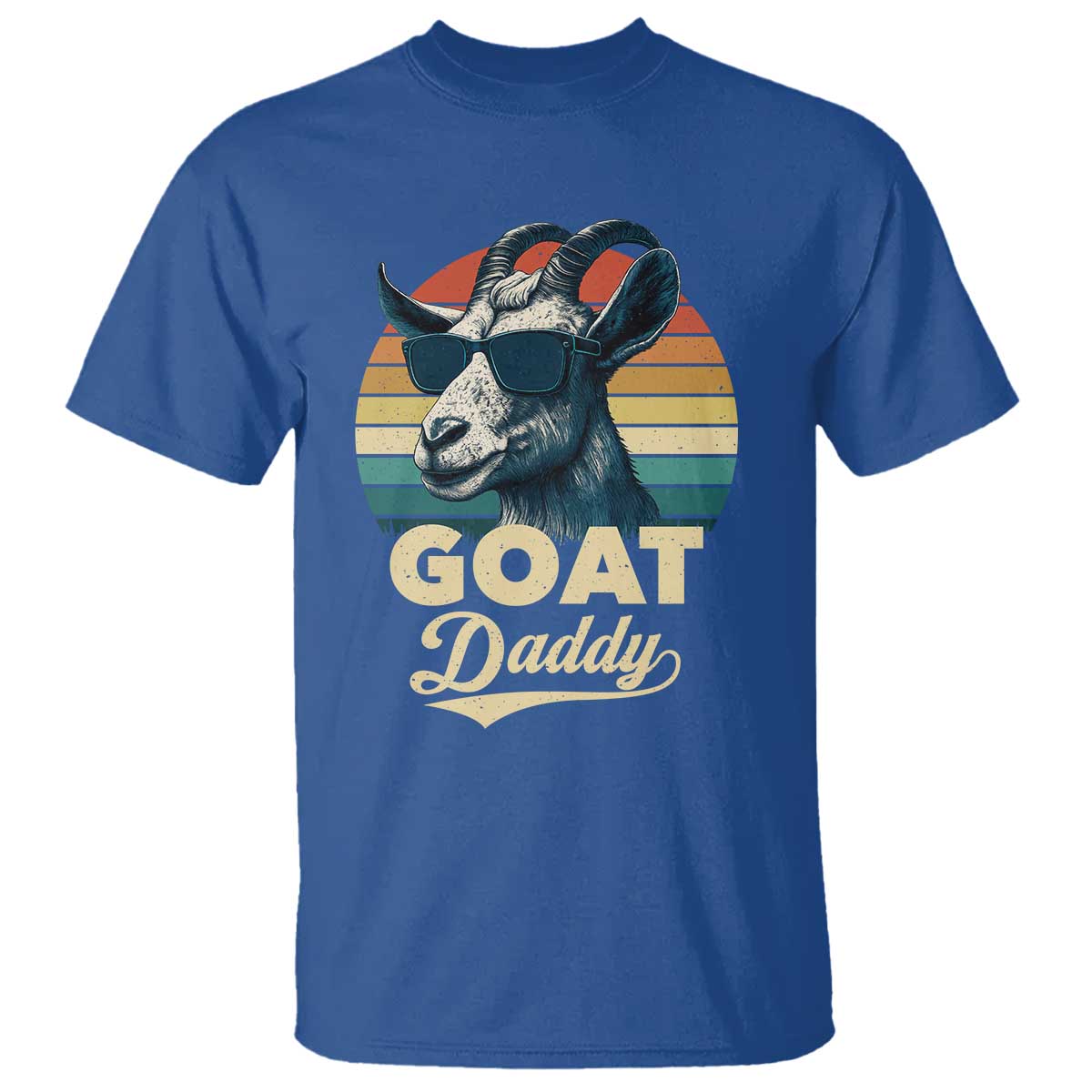 Goat Daddy T Shirt Funny Goat Father Retro Vintage TS11 Royal Blue Print Your Wear