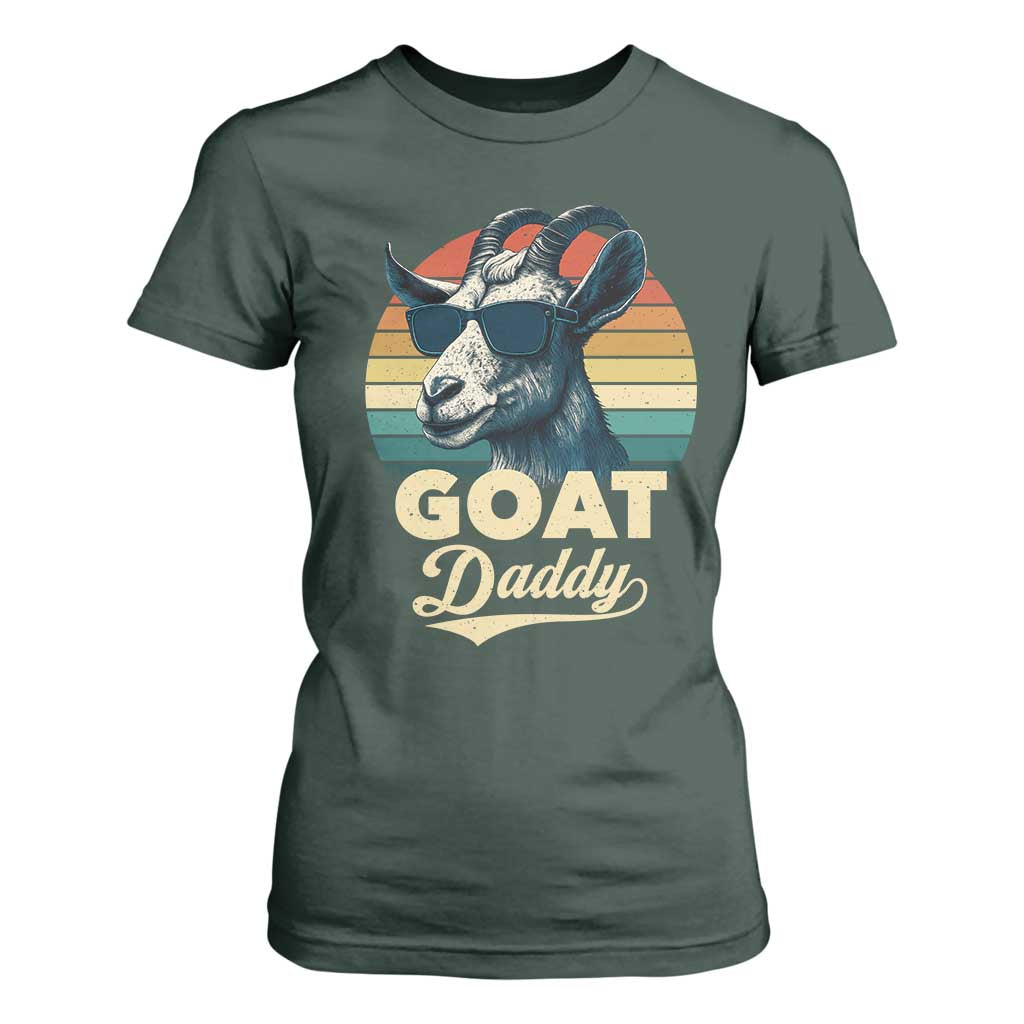 Goat Daddy T Shirt For Women Funny Goat Father Retro Vintage TS11 Dark Forest Green Print Your Wear