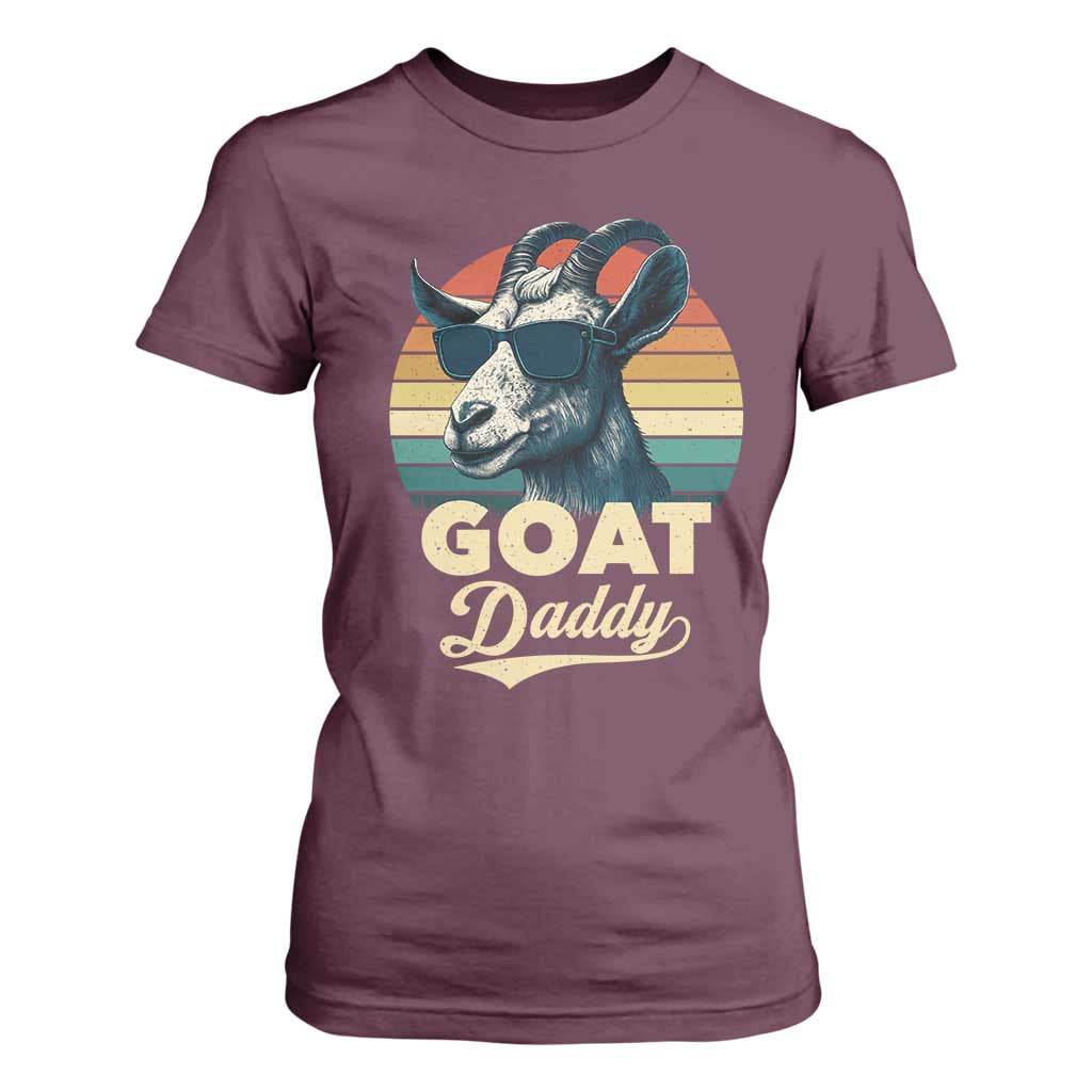 Goat Daddy T Shirt For Women Funny Goat Father Retro Vintage TS11 Maroon Print Your Wear