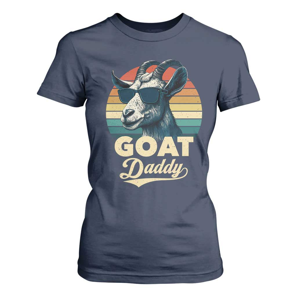 Goat Daddy T Shirt For Women Funny Goat Father Retro Vintage TS11 Navy Print Your Wear