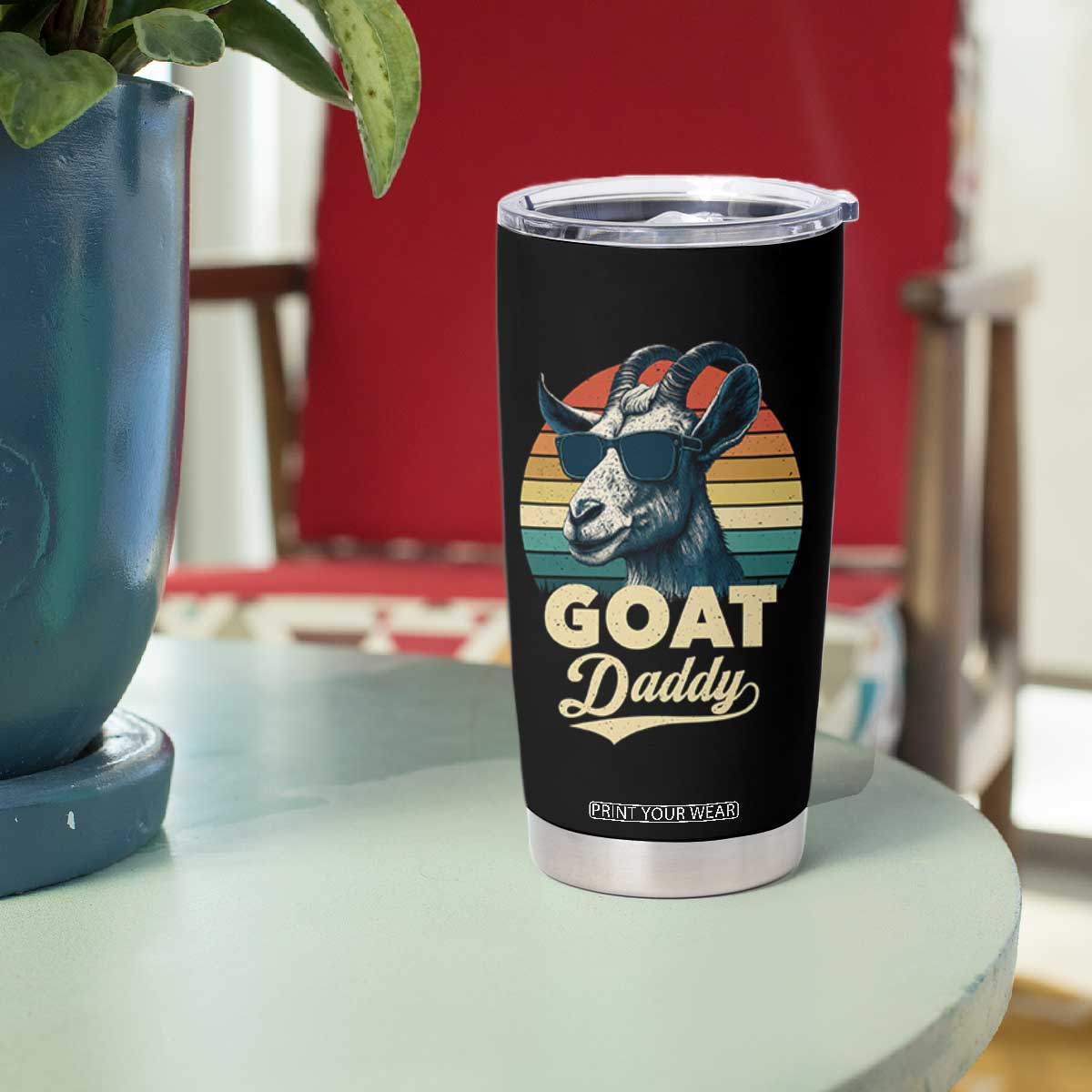 Goat Daddy Tumbler Cup Funny Goat Father Retro Vintage TS11 Print Your Wear