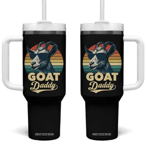 Goat Daddy Tumbler With Handle Funny Goat Father Retro Vintage TS11 One Size: 40 oz Black Print Your Wear