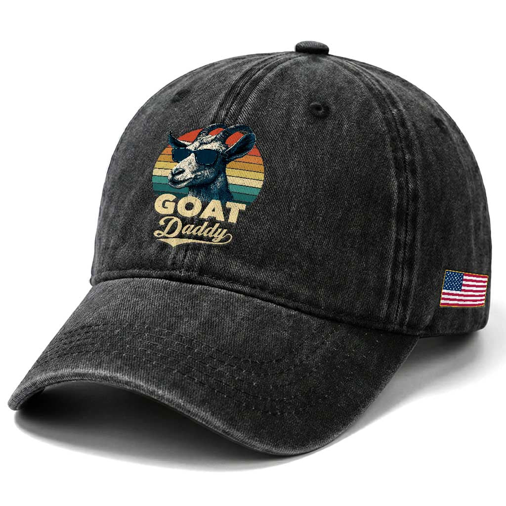 Goat Daddy Washed Cotton Baseball Cap Funny Goat Father Retro Vintage TS11 Print Your Wear
