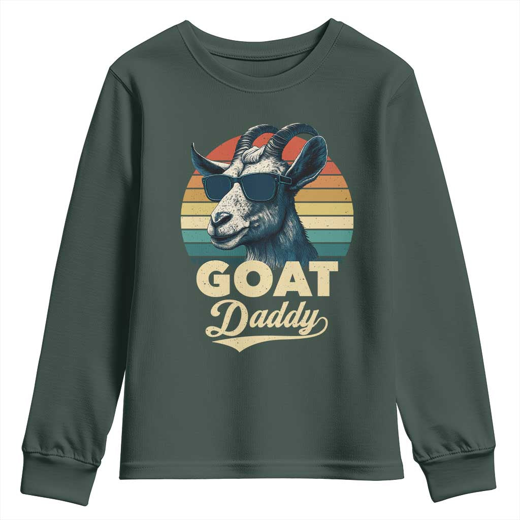 Goat Daddy Youth Sweatshirt Funny Goat Father Retro Vintage TS11 Dark Forest Green Print Your Wear