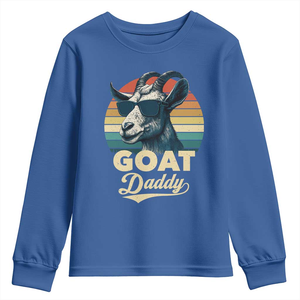 Goat Daddy Youth Sweatshirt Funny Goat Father Retro Vintage TS11 Royal Blue Print Your Wear