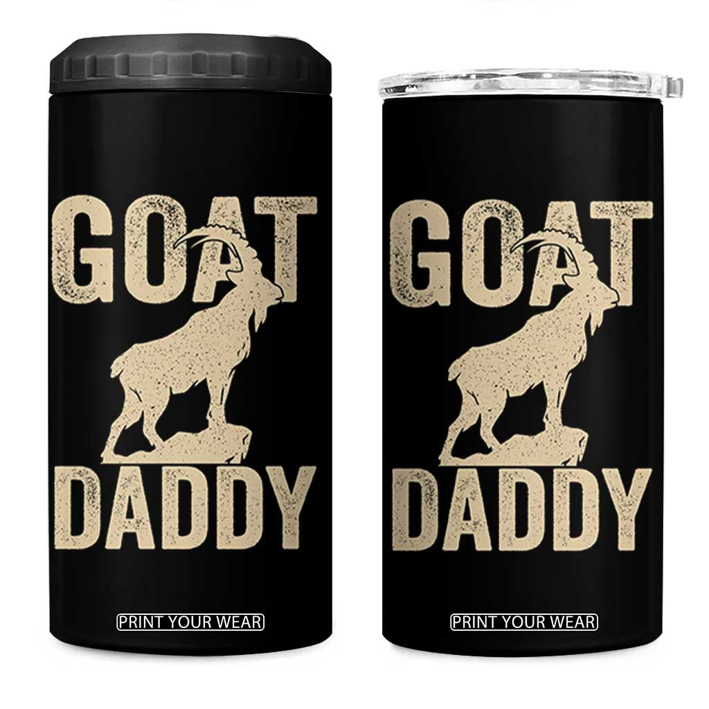 Goat Daddy 4 in 1 Can Cooler Tumbler Funny Goat Father Vintage TS11 One Size: 16 oz Black Print Your Wear