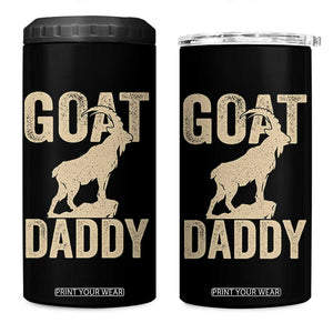 Goat Daddy 4 in 1 Can Cooler Tumbler Funny Goat Father Vintage TS11 One Size: 16 oz Black Print Your Wear