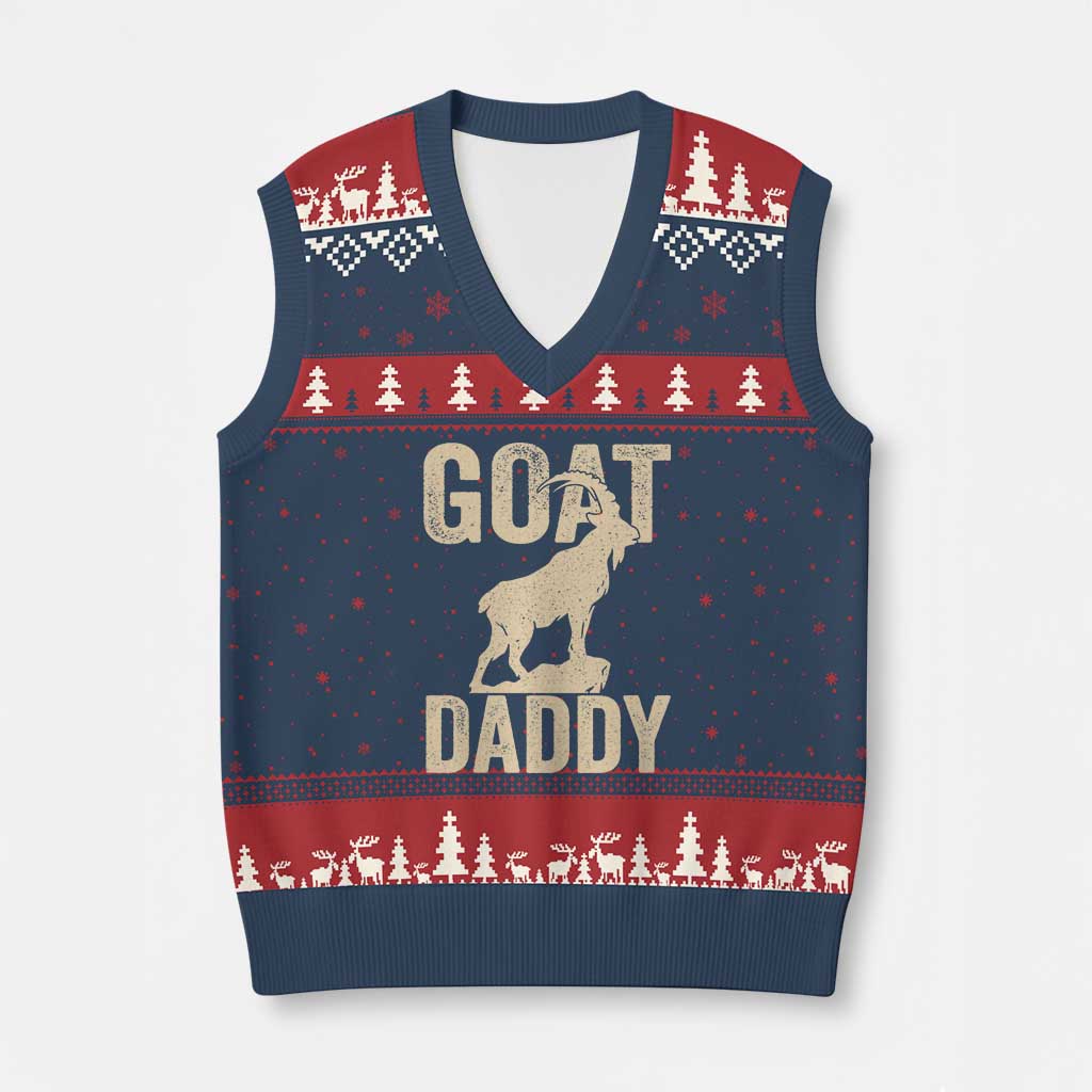 Goat Daddy V-Neck Knit Sweater Vest Funny Goat Father Vintage TS11 Navy Red Print Your Wear