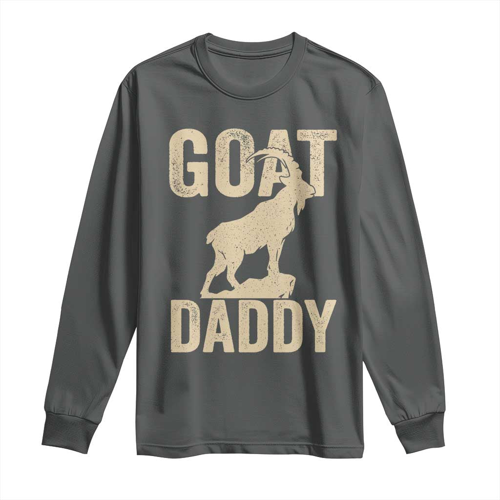 Goat Daddy Long Sleeve Shirt Funny Goat Father Vintage TS11 Dark Heather Print Your Wear