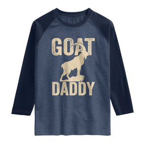 Goat Daddy Raglan Shirt Funny Goat Father Vintage TS11 Heather Denim Navy Print Your Wear