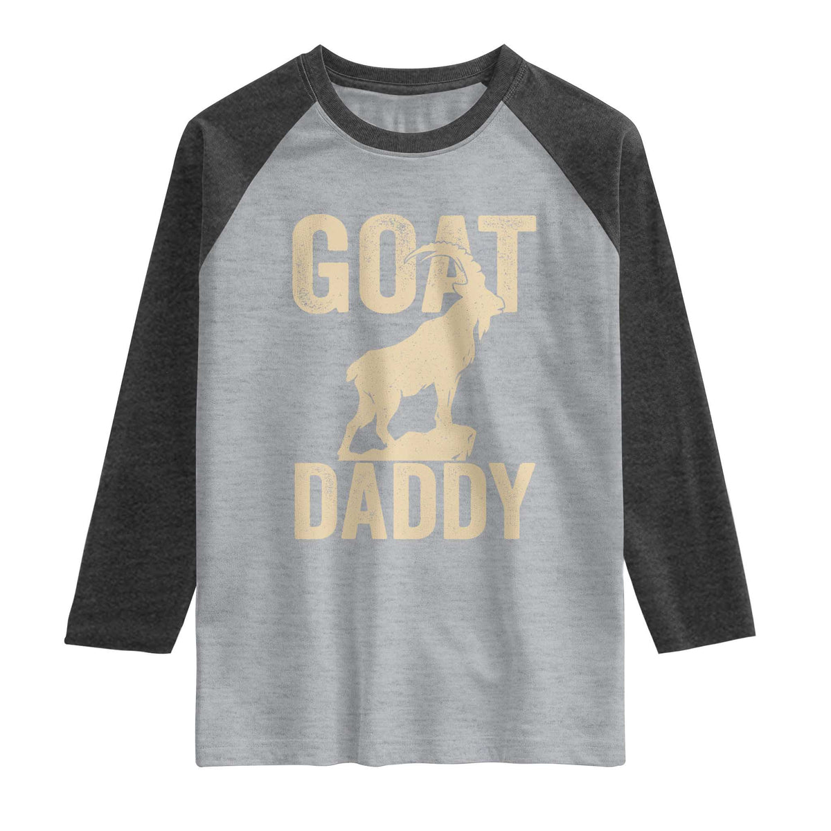 Goat Daddy Raglan Shirt Funny Goat Father Vintage TS11 Heather Gray Heather Charcoal Print Your Wear