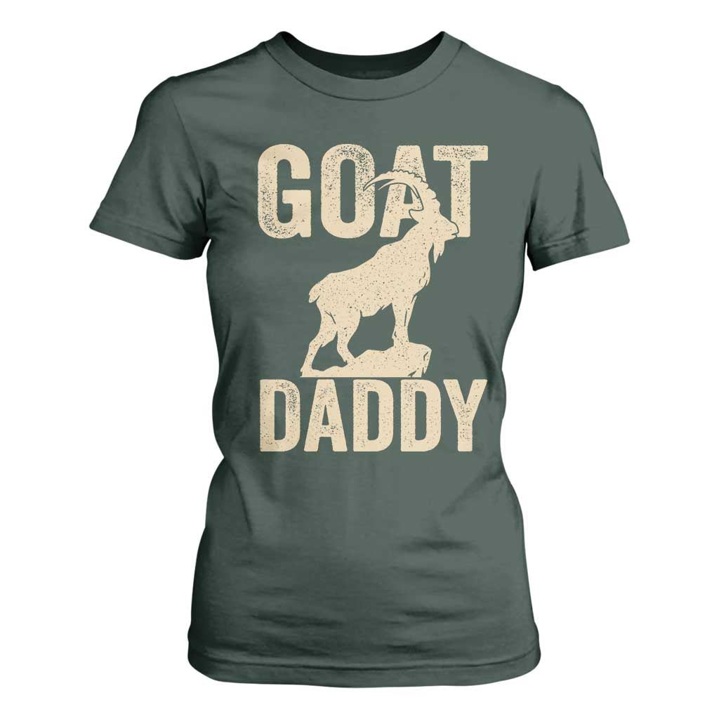 Goat Daddy T Shirt For Women Funny Goat Father Vintage TS11 Dark Forest Green Print Your Wear