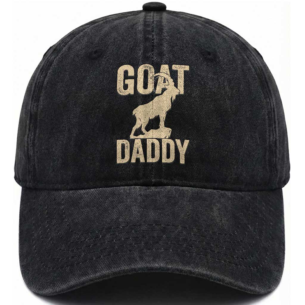 Goat Daddy Washed Cotton Baseball Cap Funny Goat Father Vintage TS11 Print Your Wear